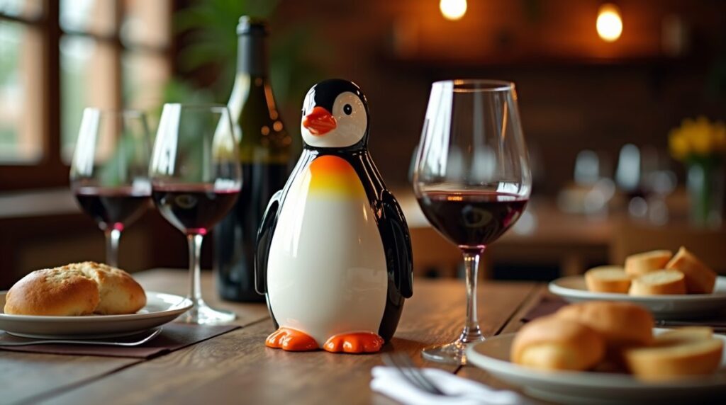 Pinguino de ceramica para vino tradicion argentina