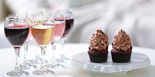 Tasting,Of,Wine,And,Chocolate,Cupcakes,,Close,Up