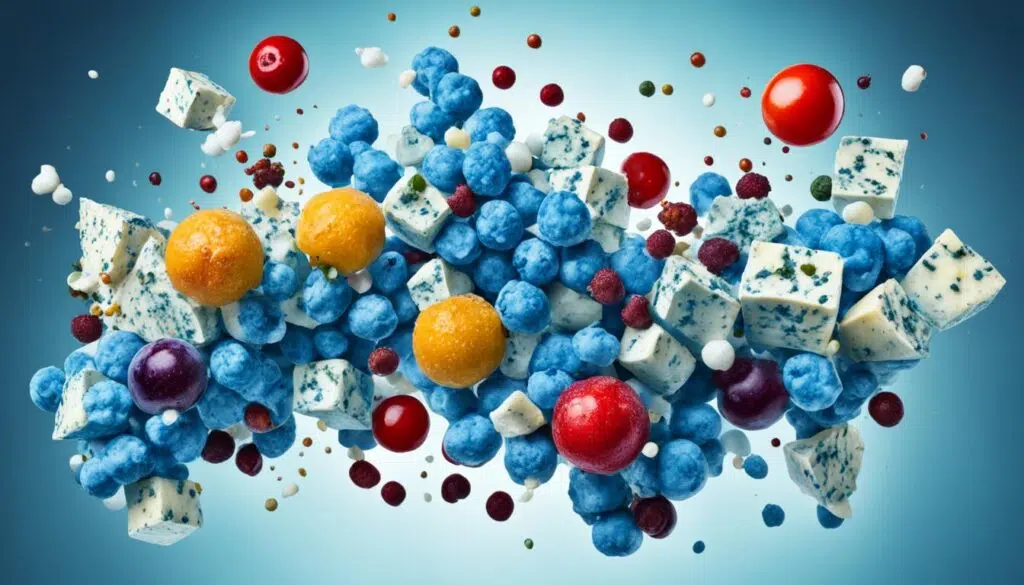 Interacciones moleculares en el queso azul