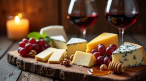 Quesos que combinan con vino tinto | Guía completa 1 Tabla de quesos maridados con vino tinto