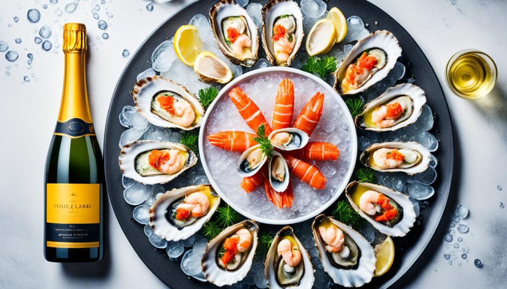 vino espumoso y mariscos