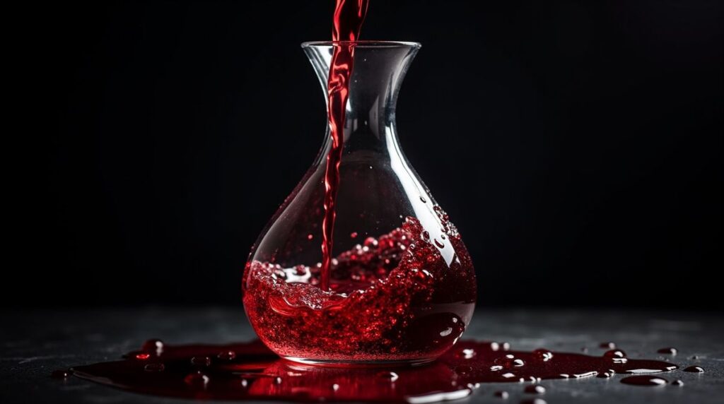 Decantacion del vino tinto