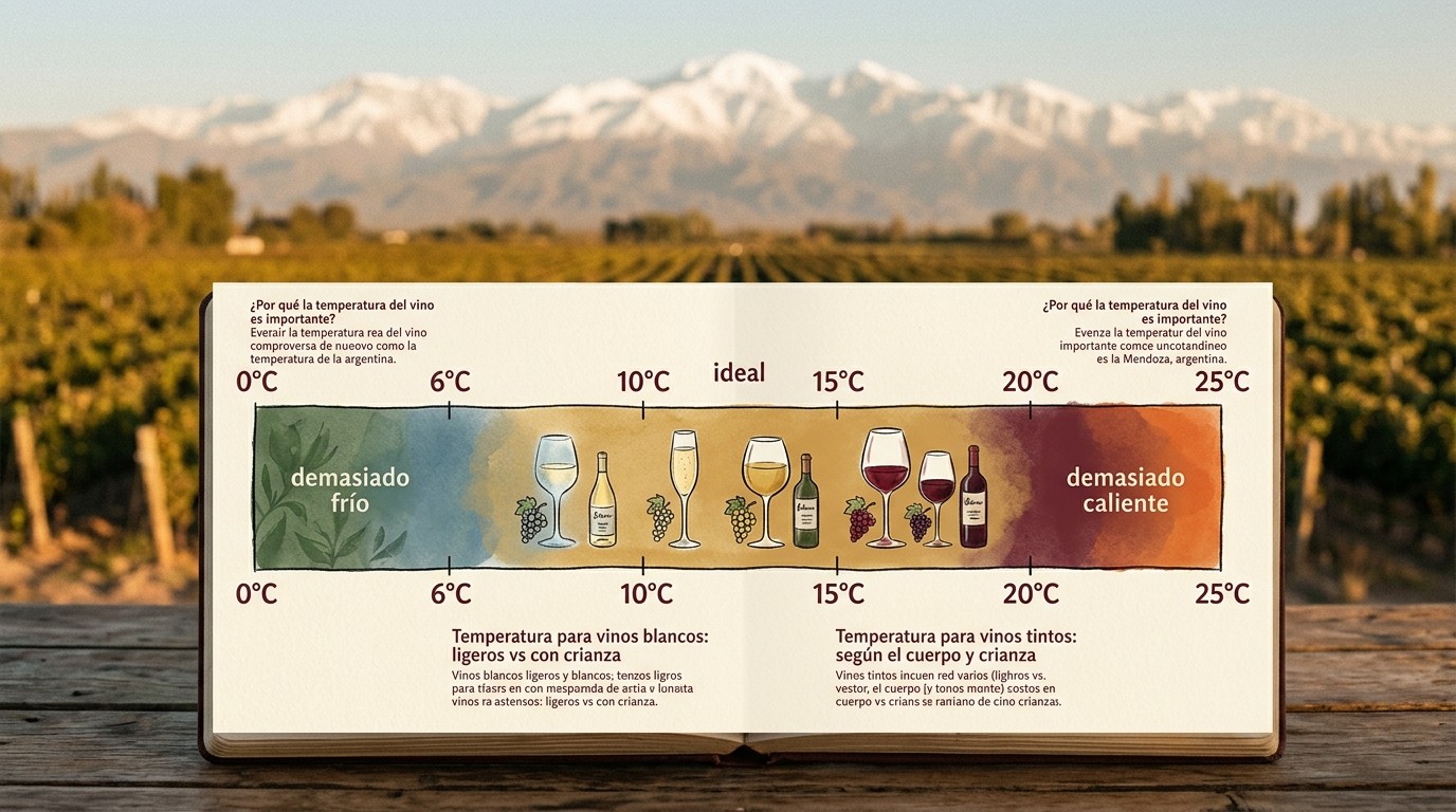 temperatura ideal servir vino diagrama explicativo