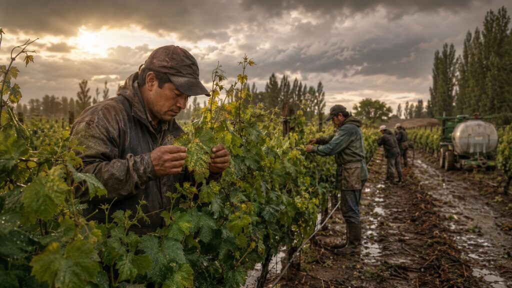 We have a LOT of work to do in the vineyard, but at least the downy mildew is under control. This weather is wild. - ilustracion