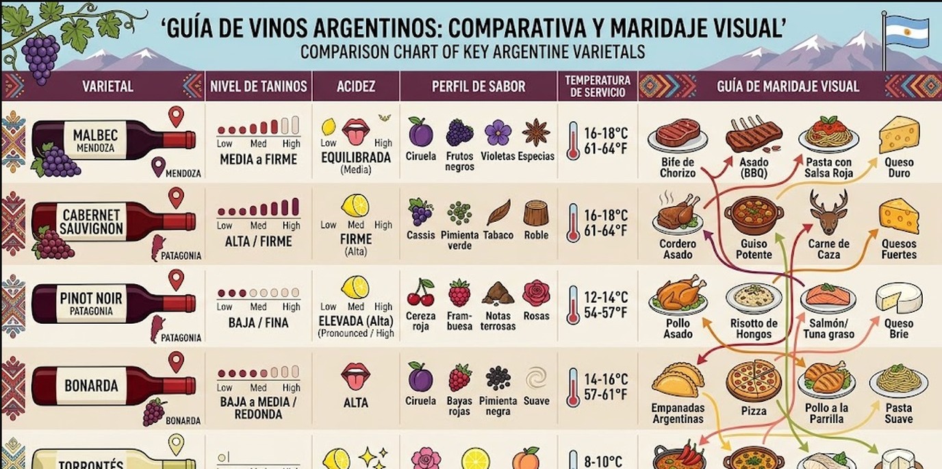maridaje vinos argentinos diagrama explicativo