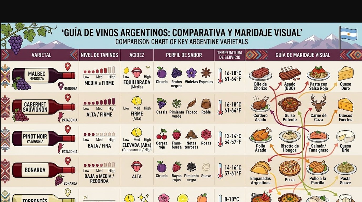 maridaje vinos argentinos diagrama explicativo