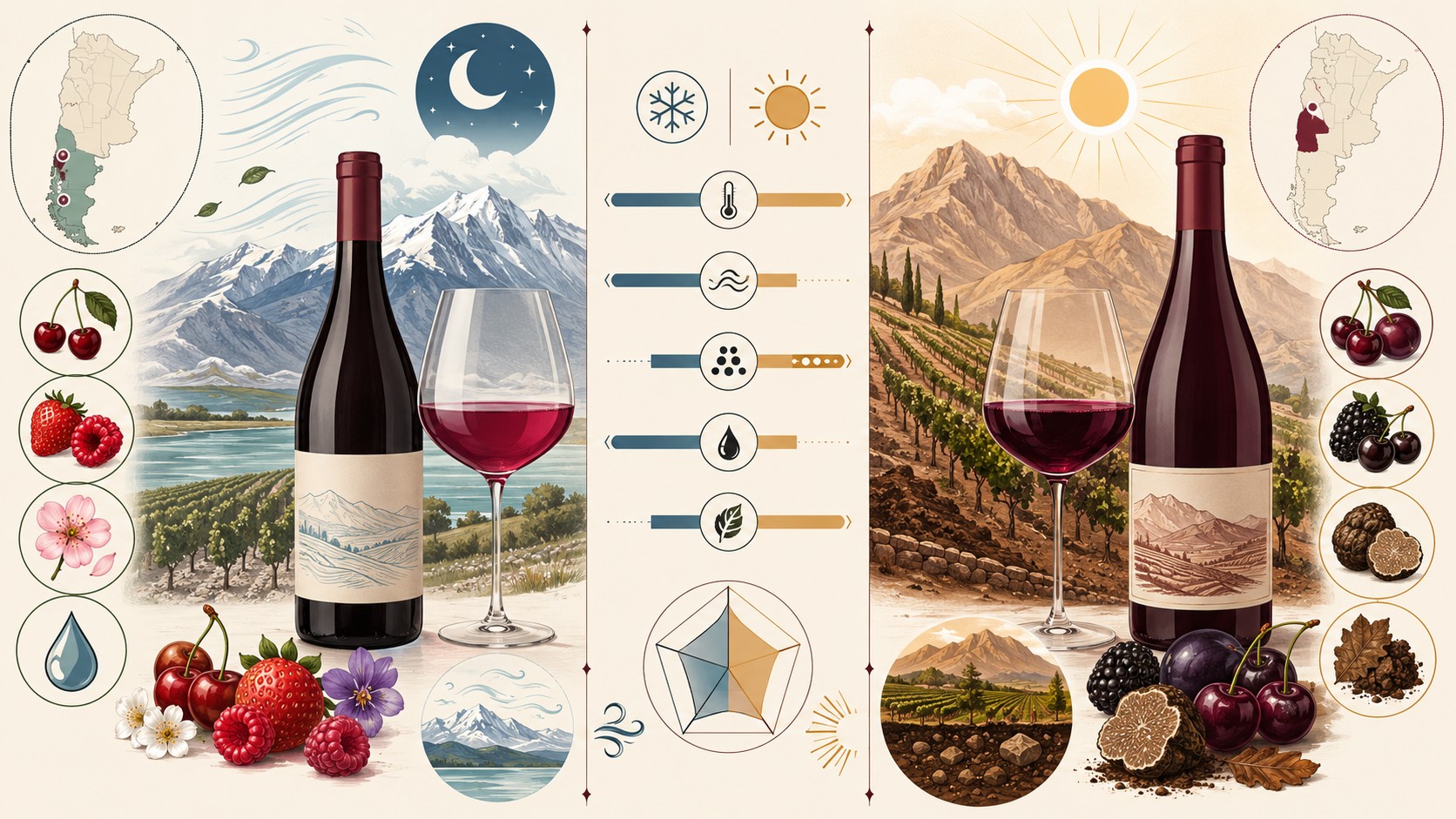 pinot noir patagonia vs mendoza diagrama explicativo