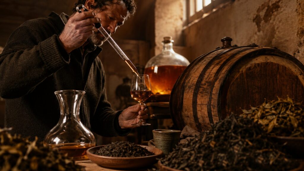 Aging tea wine - ilustracion