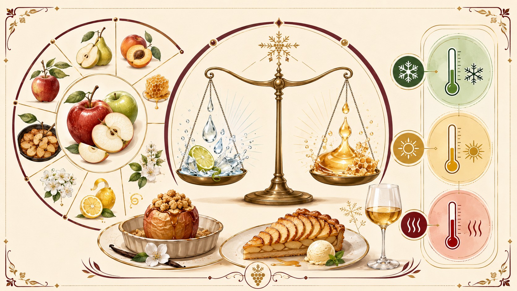 diagrama explicativo de maridaje vino de hielo y manzana