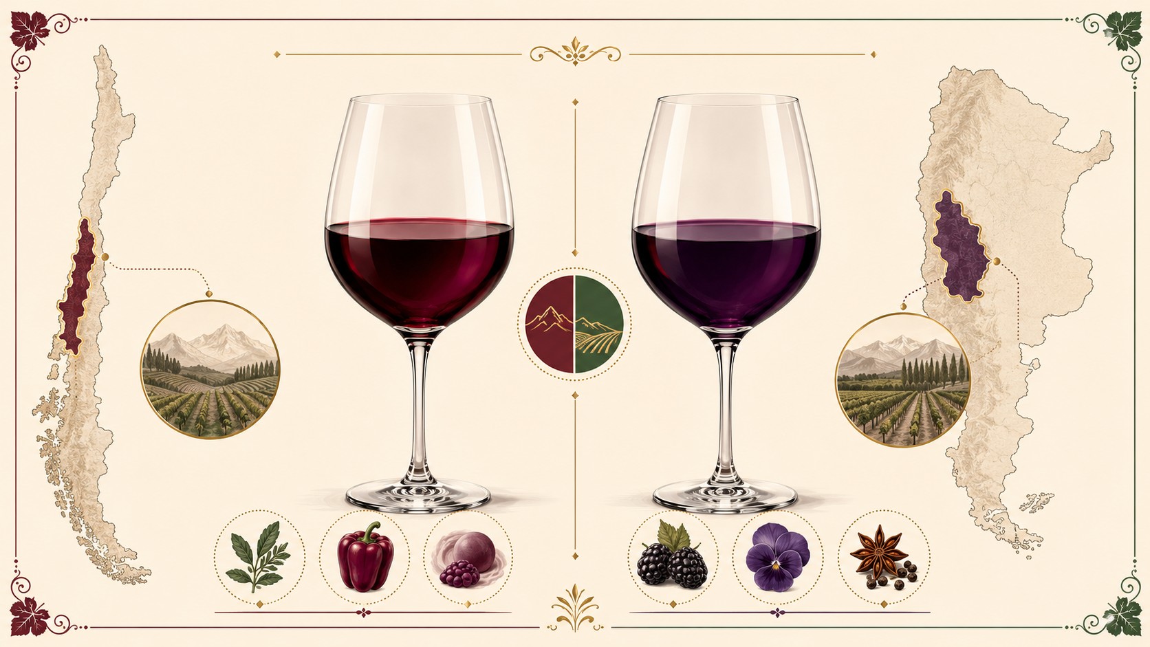 Carménère vs Malbec diagrama explicativo