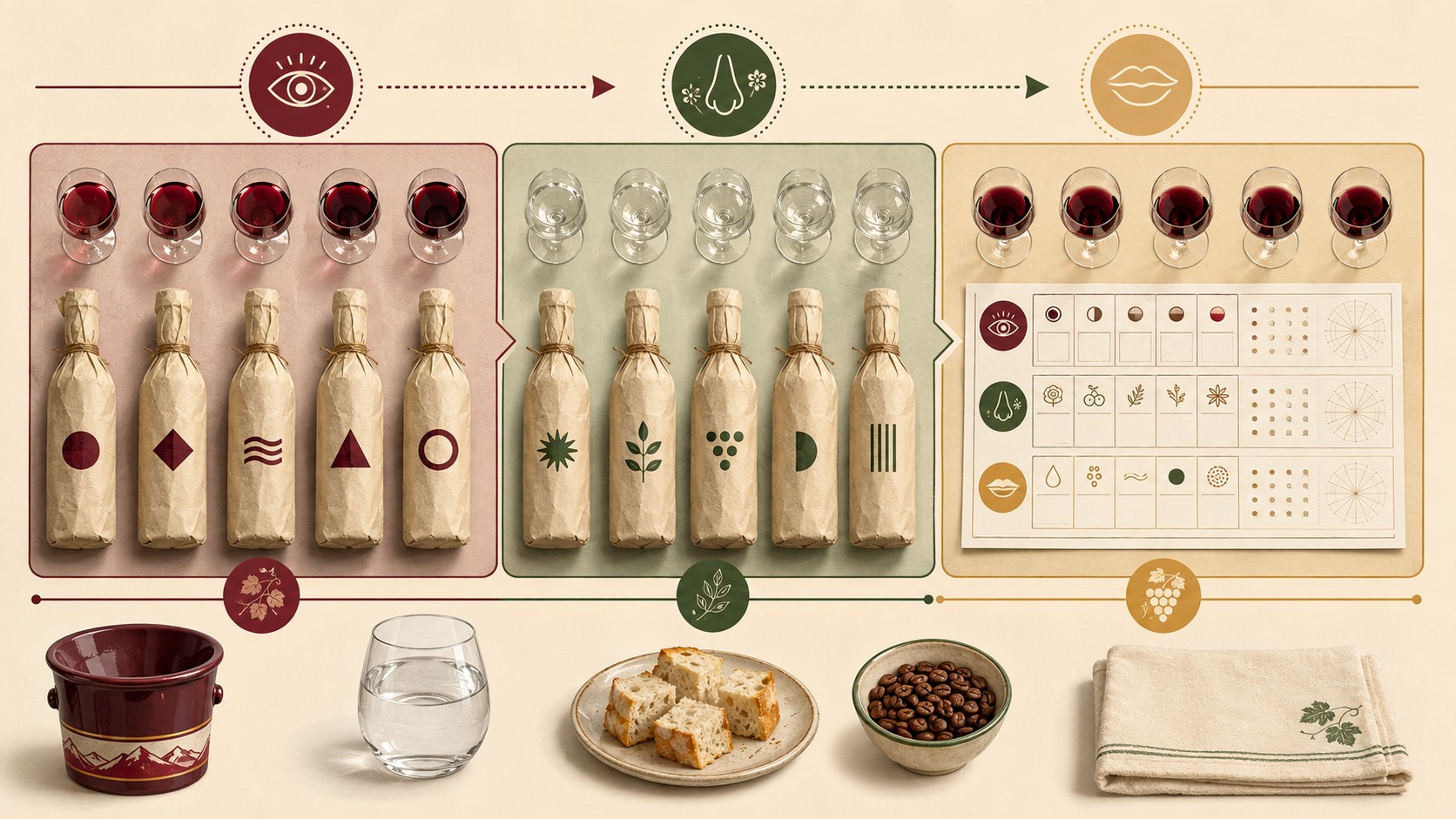 cata de vinos a ciegas diagrama explicativo