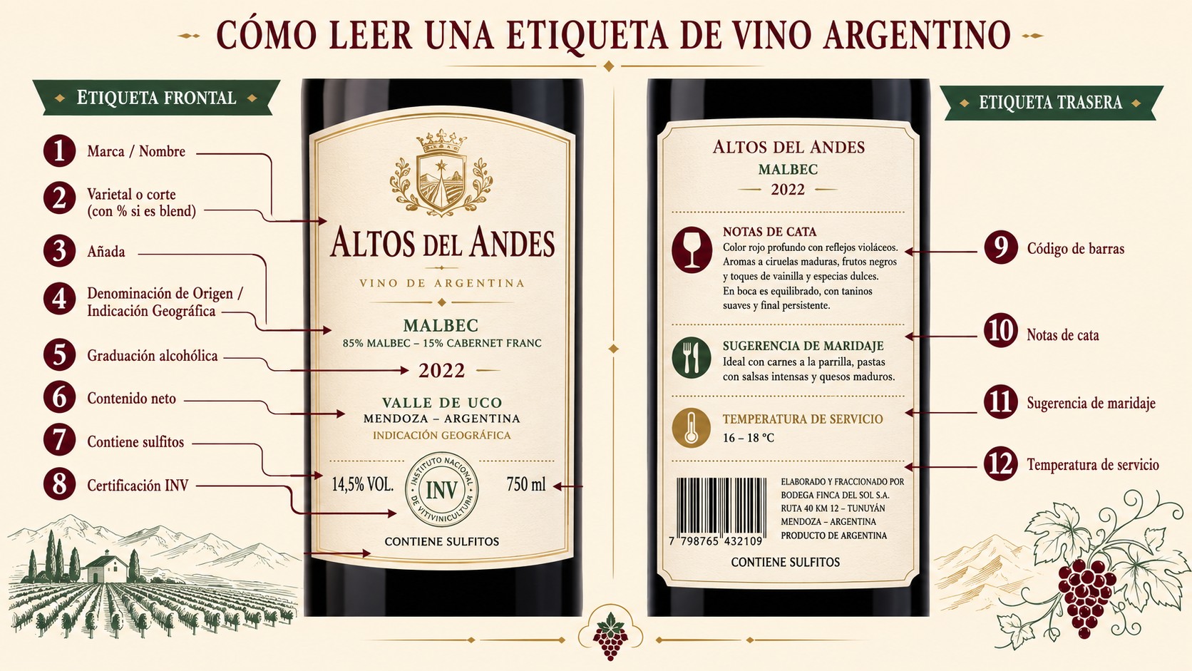 etiqueta de vino argentino diagrama explicativo