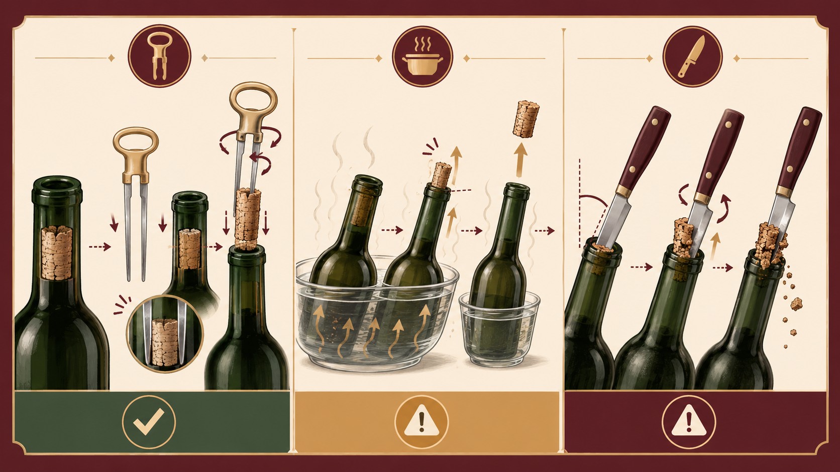 Corcho roto: cómo abrir tu vino sin perderlo 1 corcho roto vino diagrama explicativo