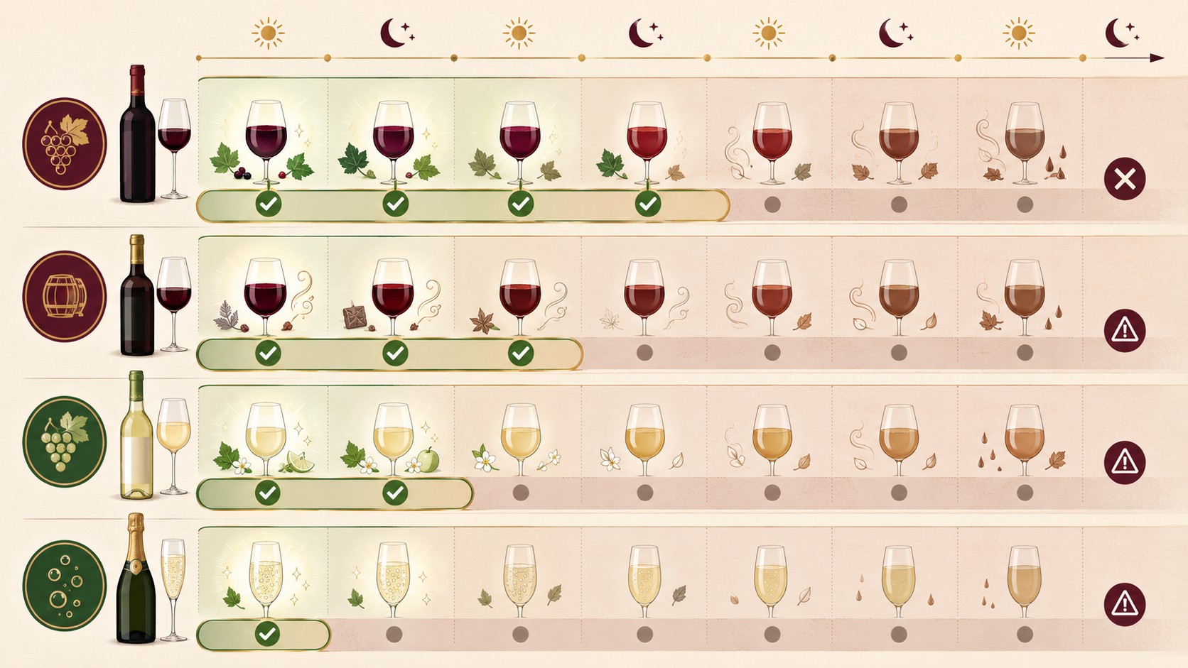 cuánto dura vino abierto diagrama explicativo