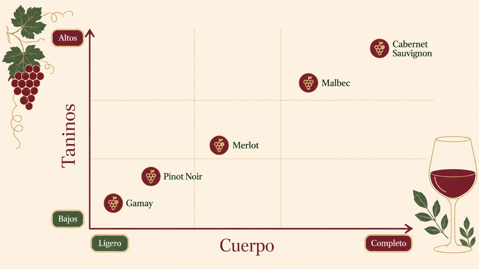 vinos tintos suaves diagrama explicativo