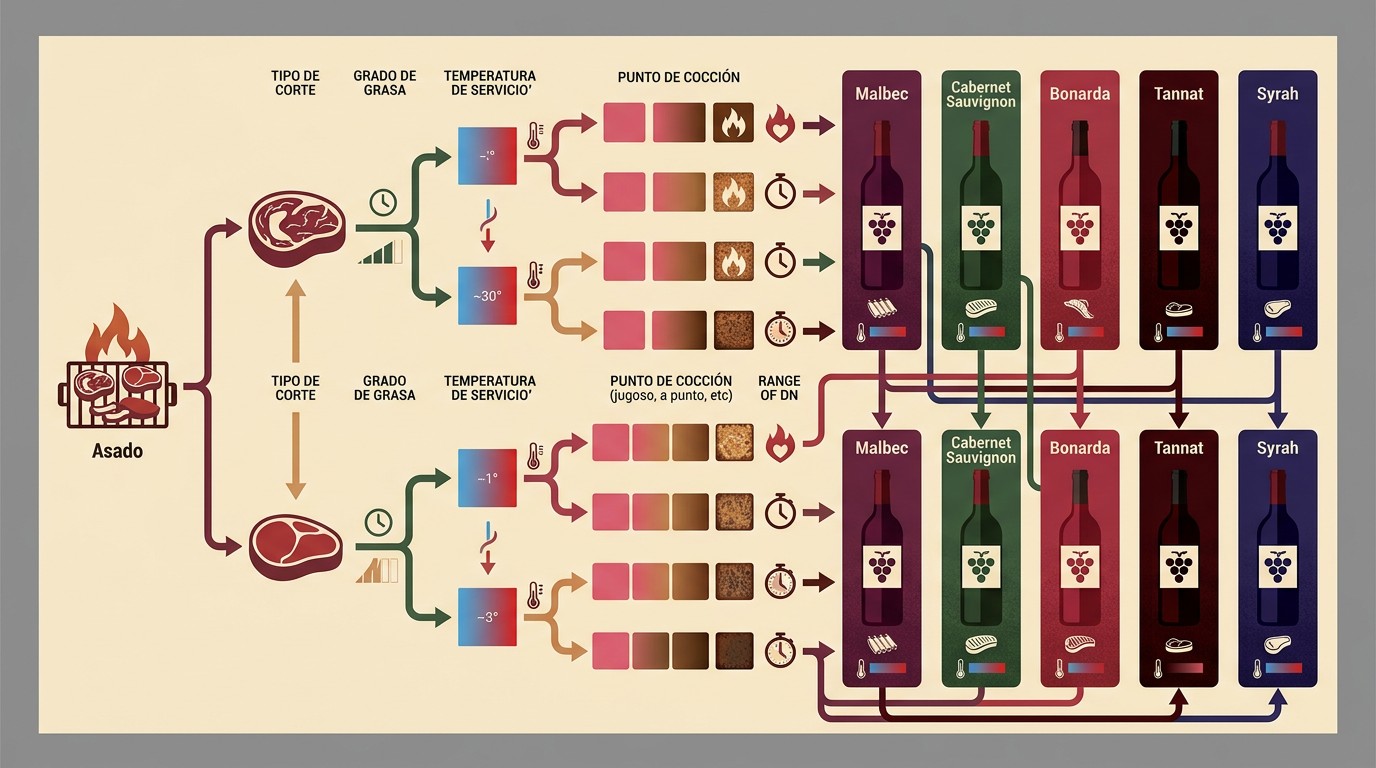 maridaje de vinos argentinos con asado diagrama explicativo