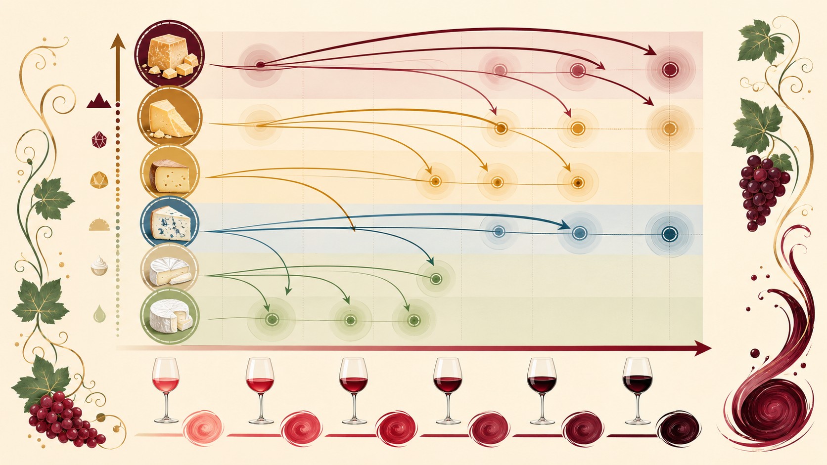quesos que combinan con vino tinto diagrama explicativo
