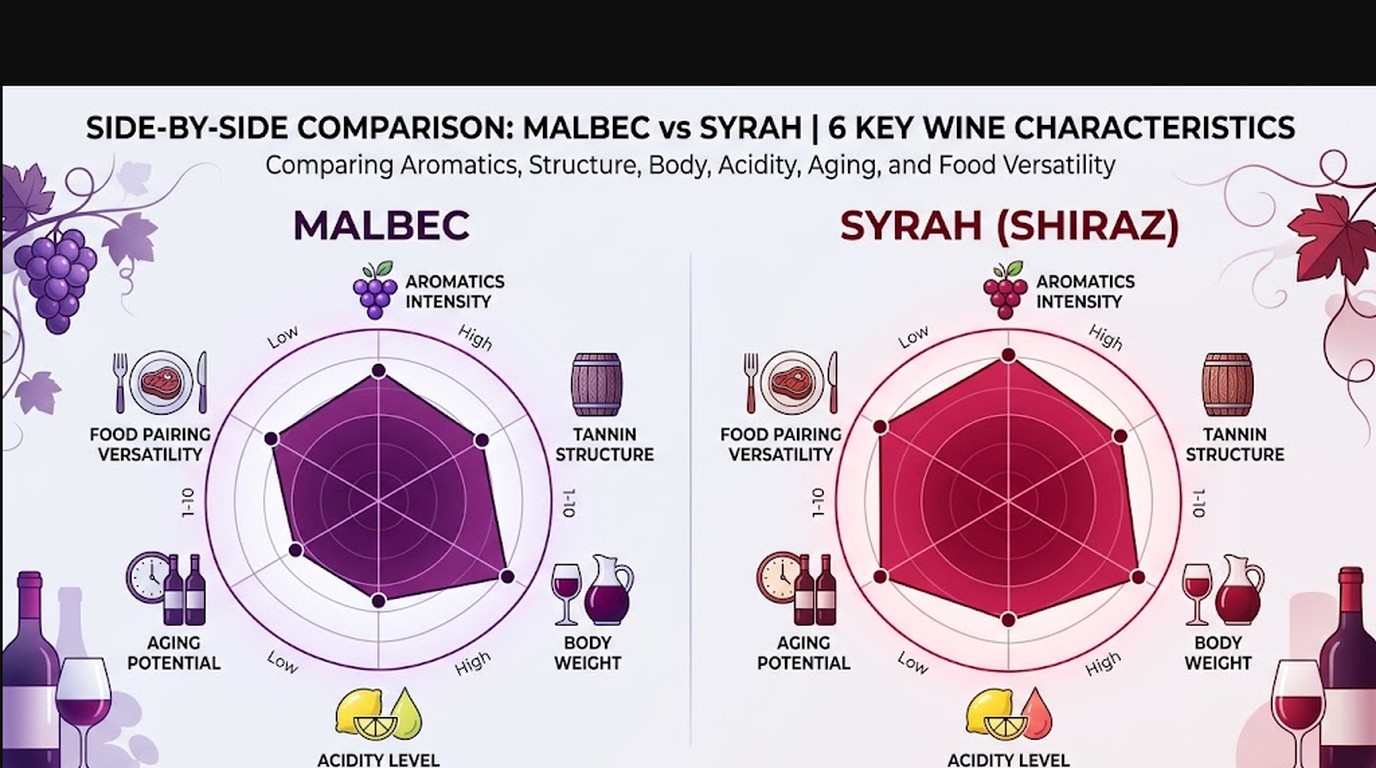 syrah vs malbec argentino diagrama explicativo