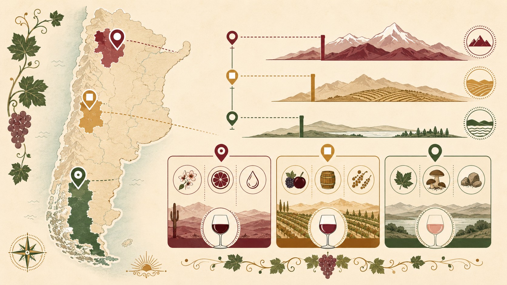 cata de vinos argentinos por region diagrama explicativo