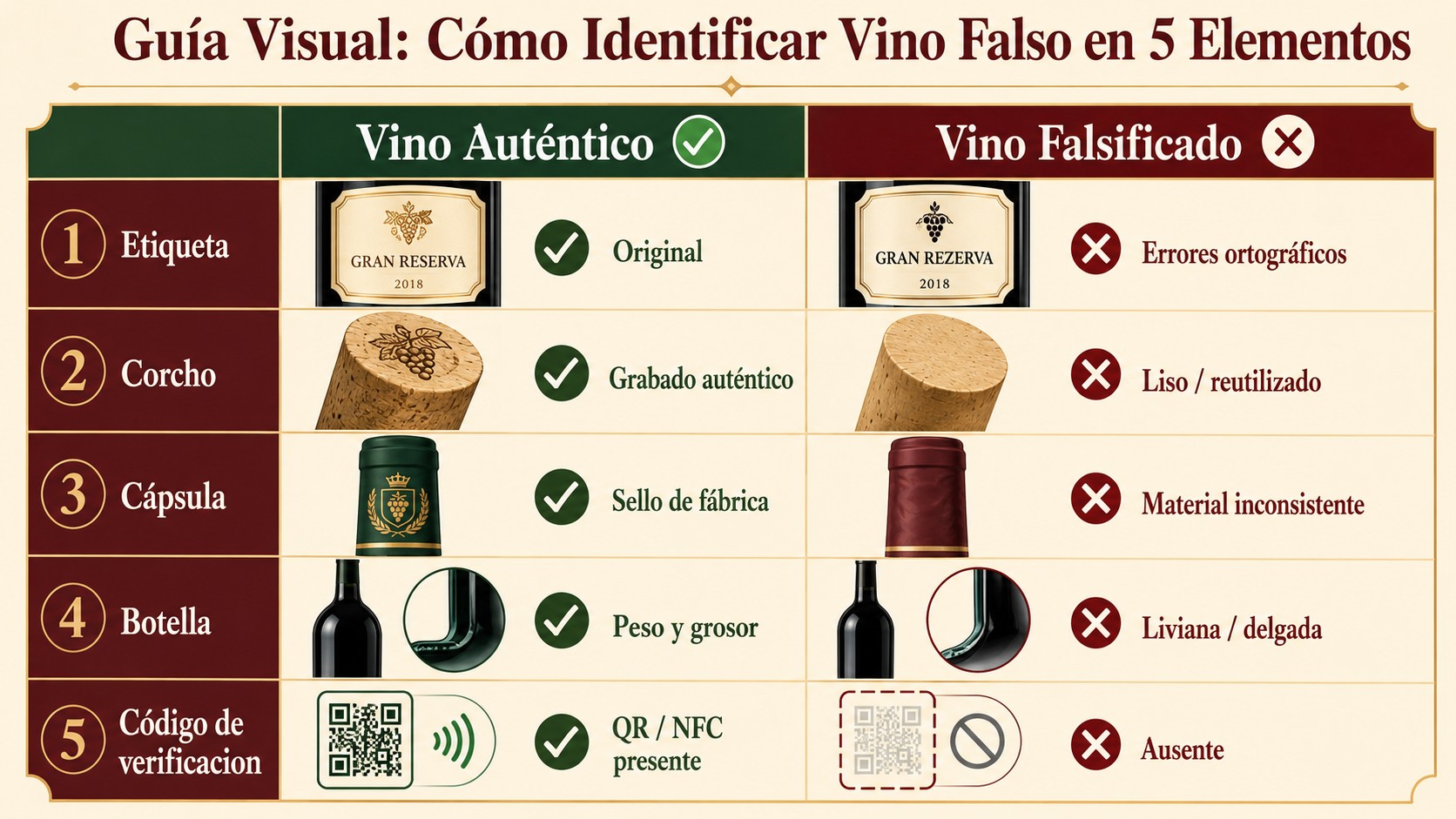 cómo detectar vino falso diagrama explicativo