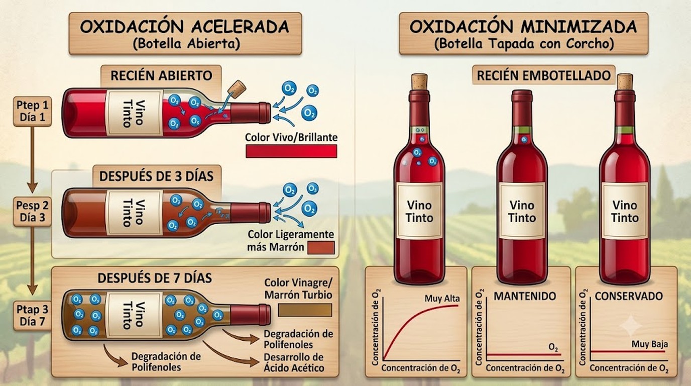 Cómo conservar vino abierto: 5 trucos que funcionan 1 conservar vino abierto diagrama explicativo