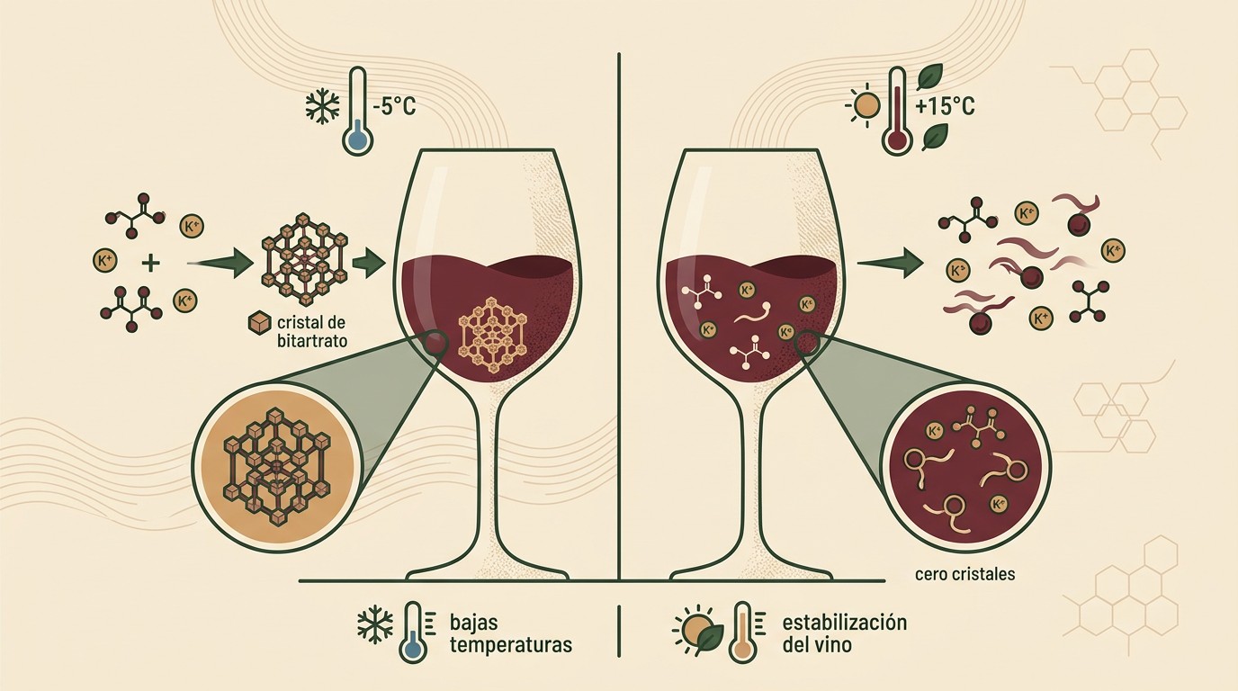 Cristales en vino: ¿defecto o señal de calidad? 1 cristales en vino diagrama explicativo
