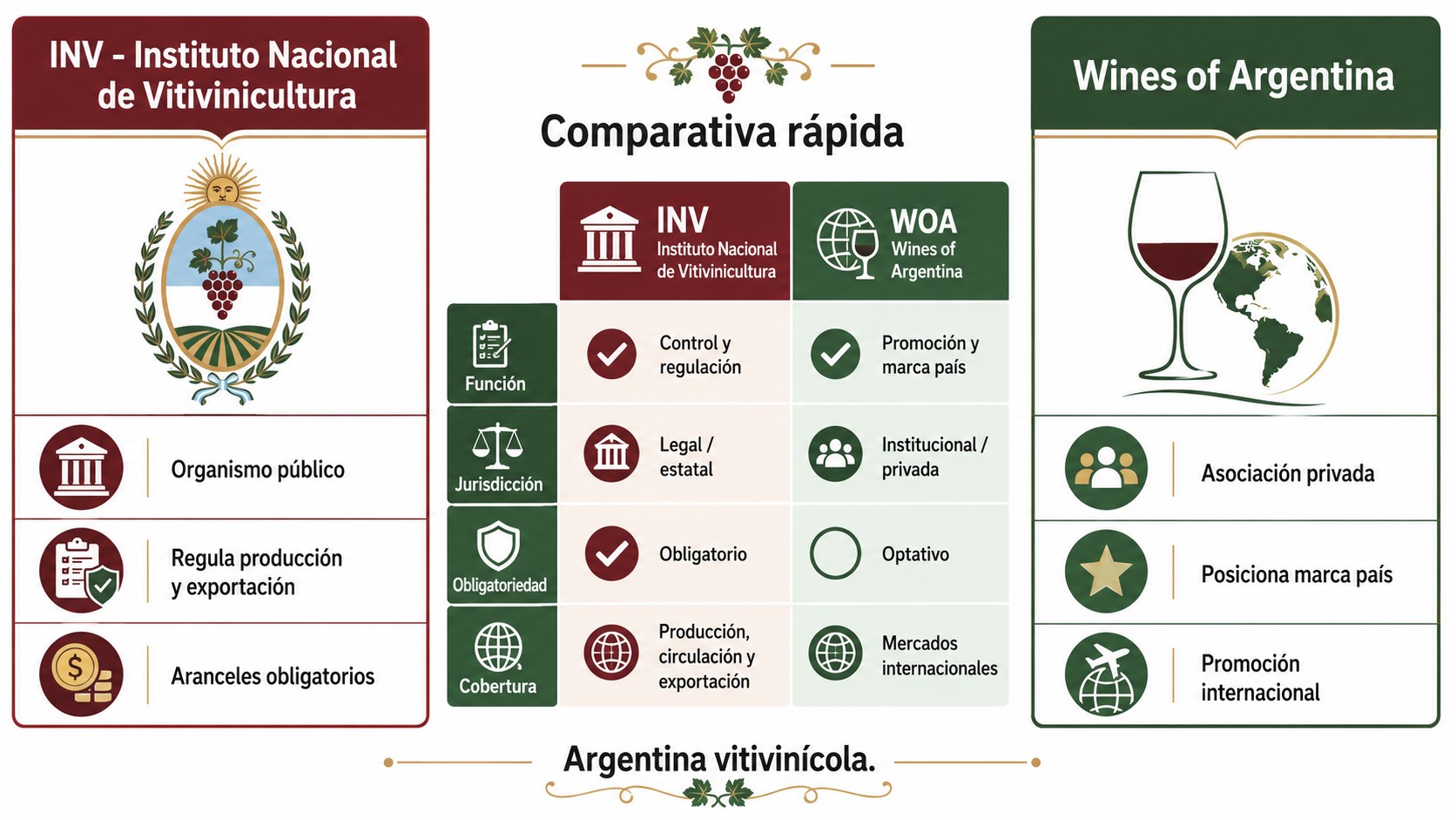instituto nacional de vitivinicultura vs wines of argentina tabla comparativa