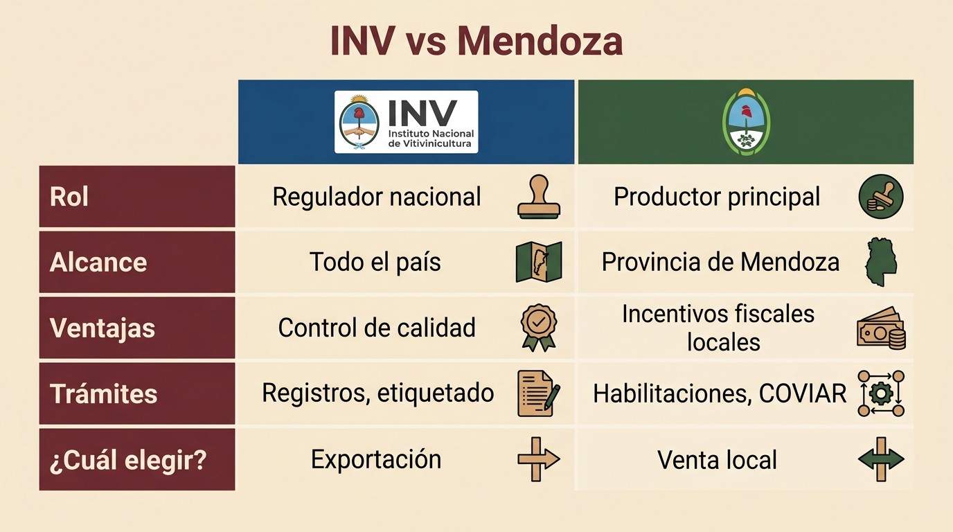 instituto nacional de vitivinicultura vs mendoza tabla comparativa