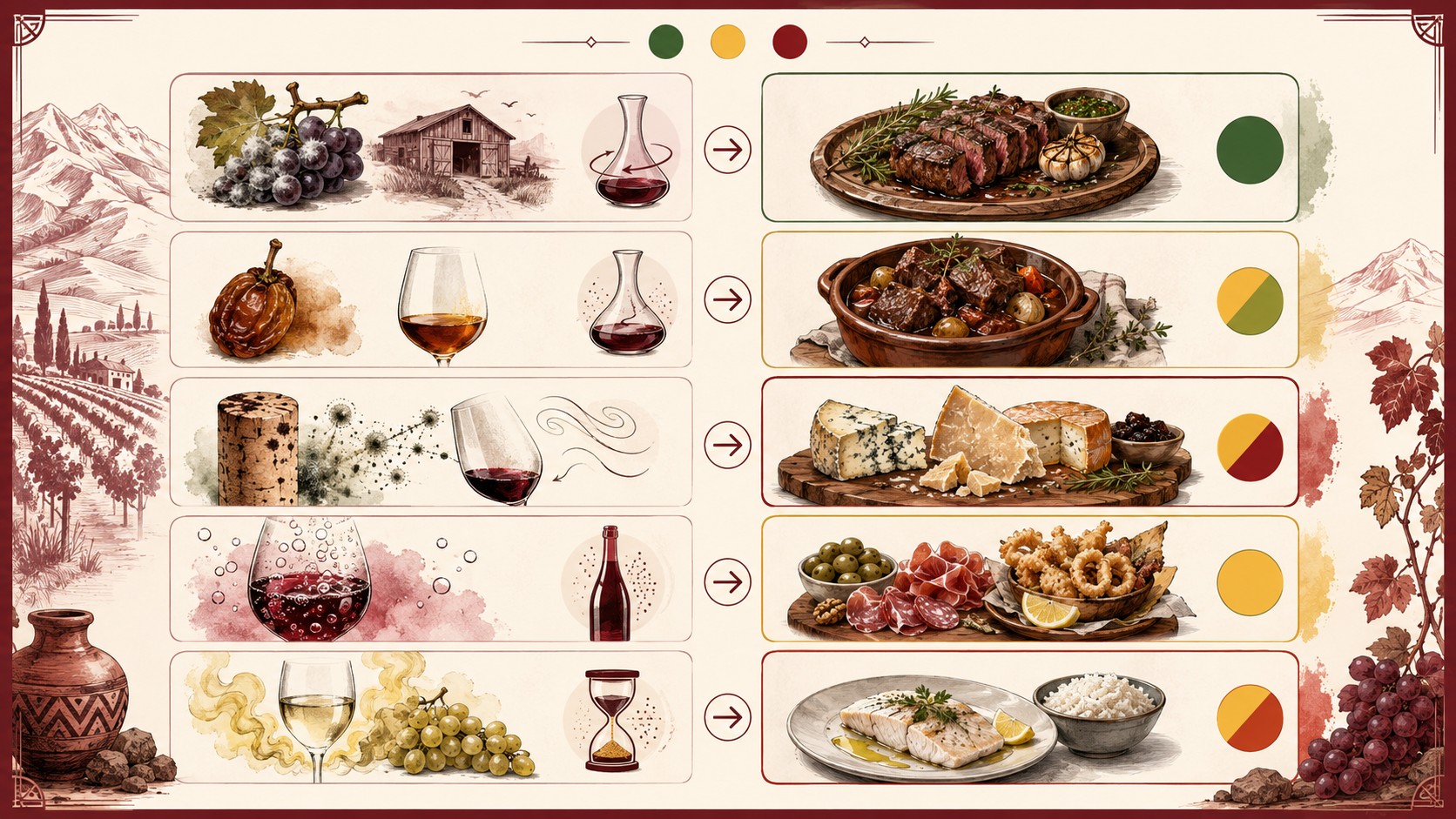 maridaje de vinos con defectos diagrama explicativo