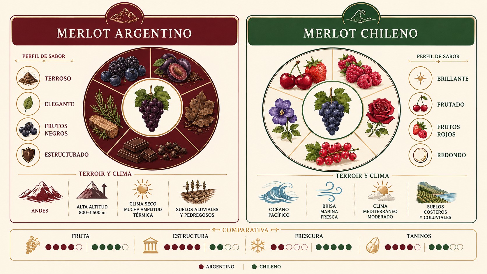 merlot argentino vs chileno diagrama explicativo