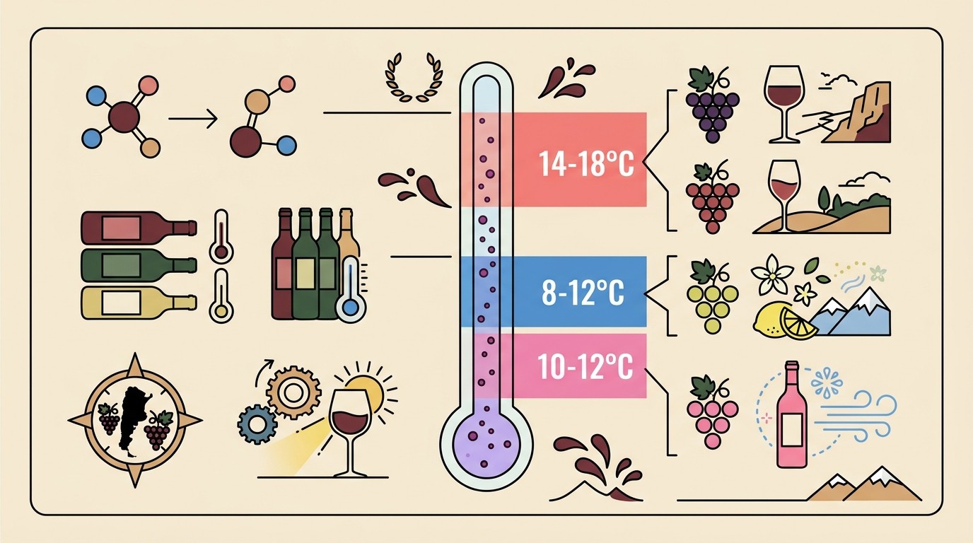 temperatura ideal vino diagrama explicativo