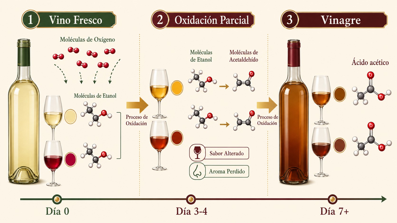 como guardar vino abierto diagrama explicativo