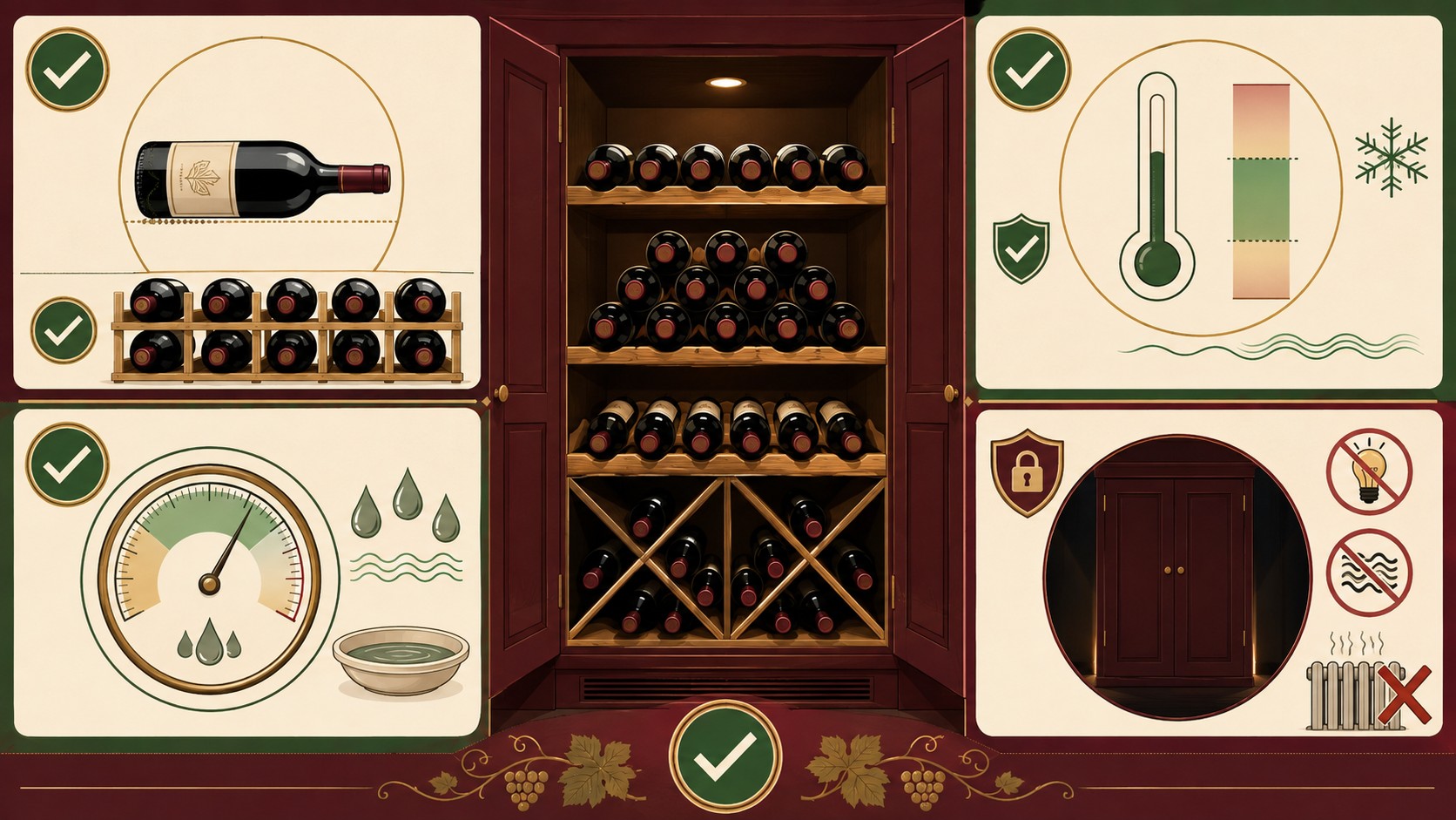 cómo guardar vino en casa diagrama explicativo