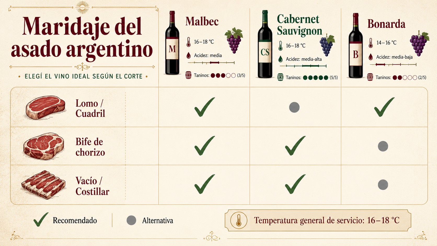 vino para asado argentino diagrama explicativo