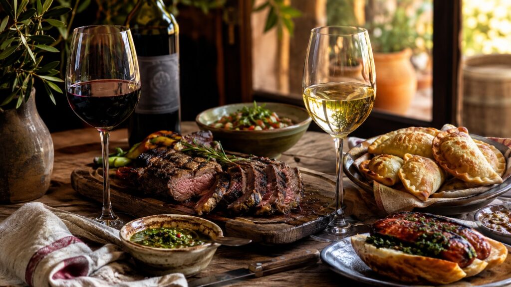 Maridaje: vinos argentinos con platos típicos - ilustracion