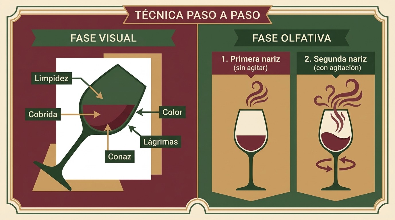 como catar vinos diagrama explicativo