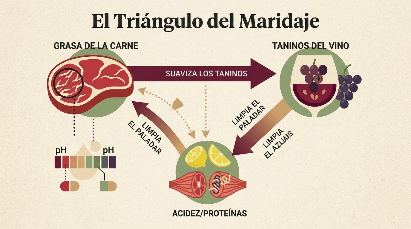 maridaje carne vino diagrama explicativo