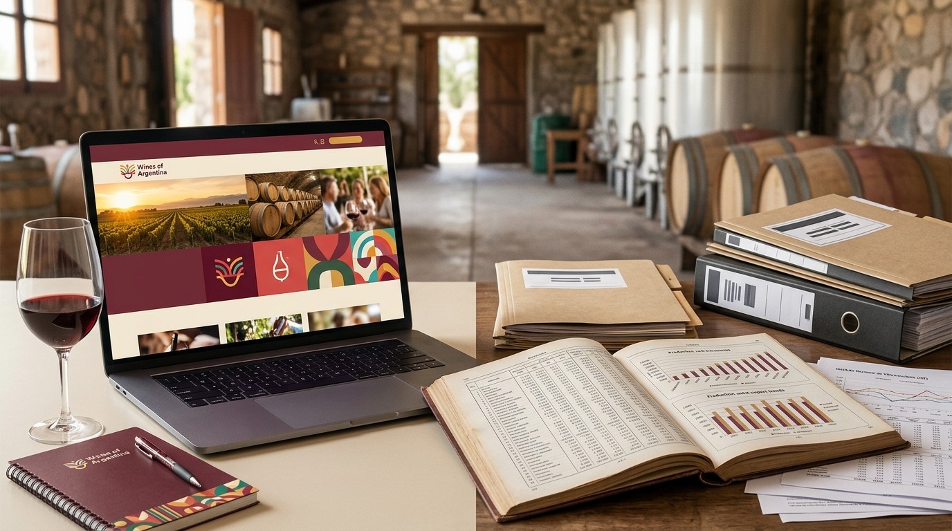 Wines Of Argentina vs Instituto Nacional De Vitivinicultura (Inv): comparativa completa - Pantalla dividida: izquierda, laptop mostrando Wines of Arge