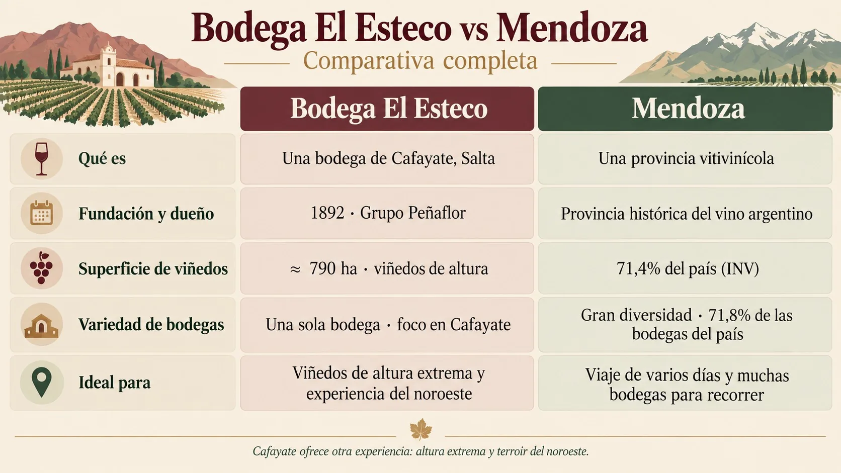 bodega el esteco vs mendoza tabla comparativa