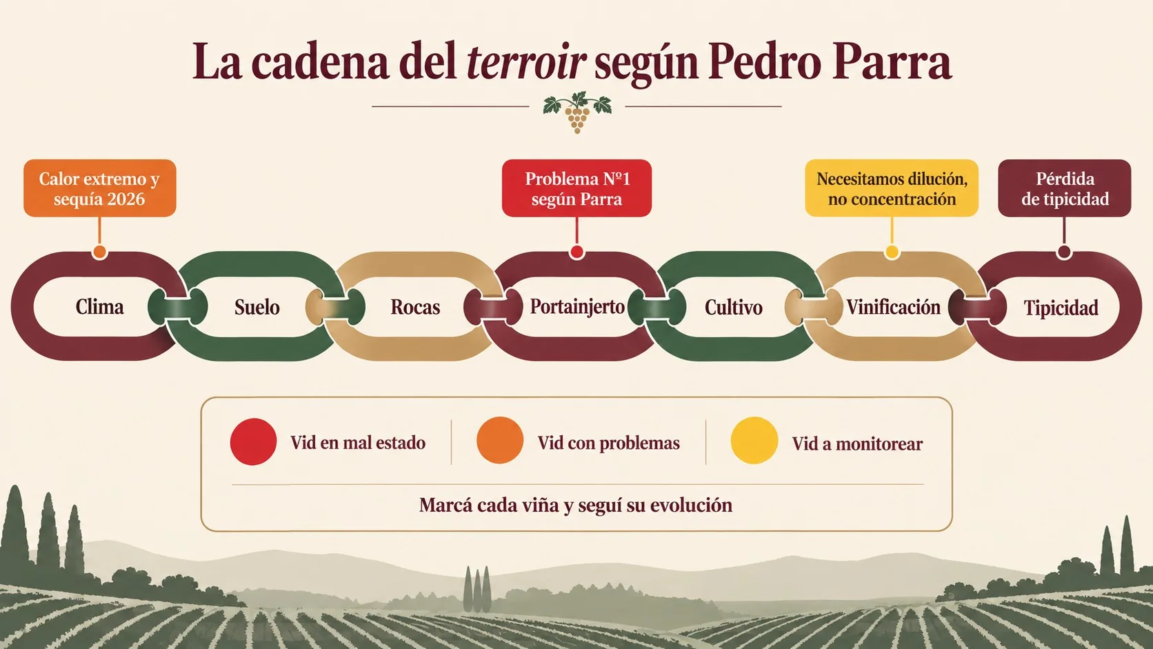cambio climático vino diagrama explicativo