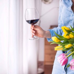 vino y flores