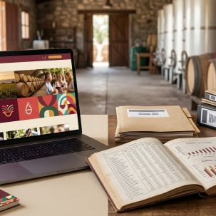 Wines Of Argentina vs Instituto Nacional De Vitivinicultura (Inv): comparativa completa - Pantalla dividida: izquierda, laptop mostrando Wines of Arge